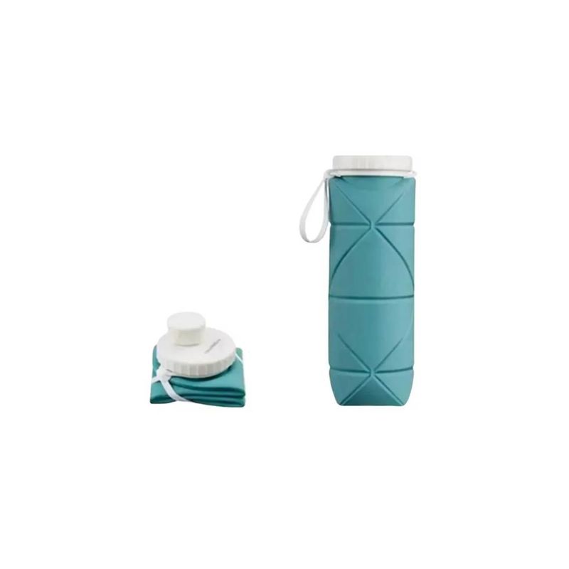 GENERICO - Botella Deportiva Plegable de Silicona 600 ML Color AZUL