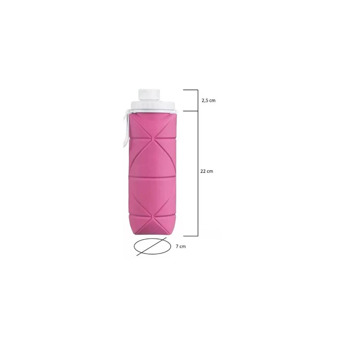 GENERICO - Botella Deportiva Plegable de Silicona 600 ML Color ROSADO