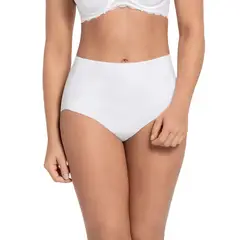 LEONISA - Calzón clásico efecto invisible de control fuerte en abdomen 012949 Blanco