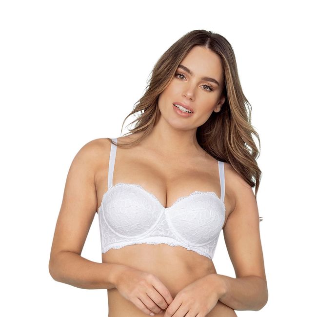 LEONISA - Sostén balconet de realce alto con máximo cubrimiento de espalda Special Fit 011877 Blanco