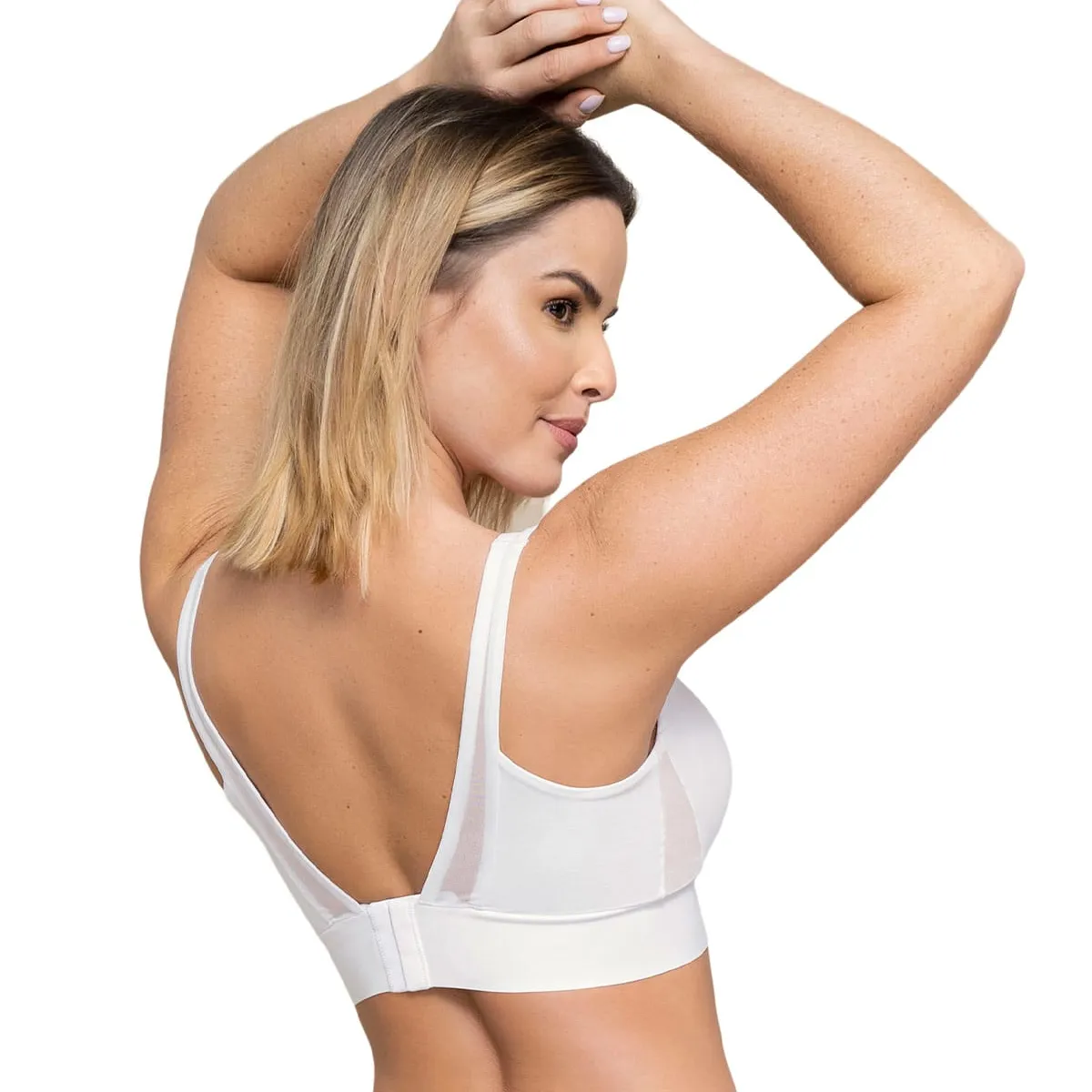 LEONISA - Sostén tipo top de copas extraíbles totalmente cómodo y liviano Flexi Brastop 091048 Blanco