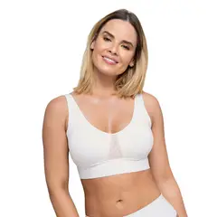LEONISA - Sostén tipo top de copas extraíbles totalmente cómodo y liviano Flexi Brastop 091048 Blanco