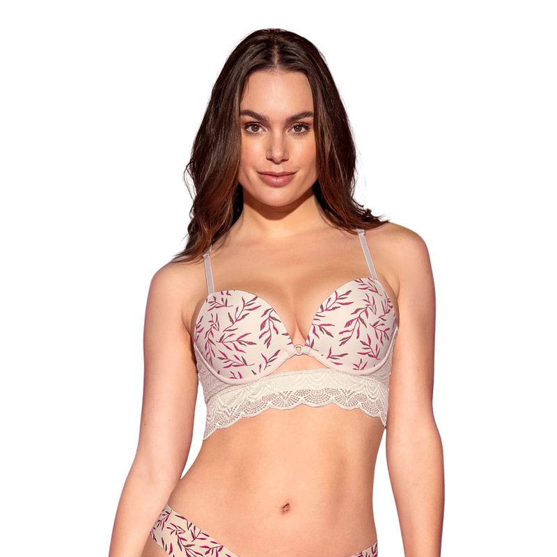 LEONISA - Sostén doble realce con escote profundo en espalda Sexy Back 091040 Estampado Ramas