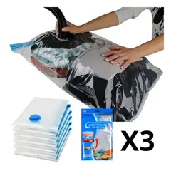 GENERICO - Set 3 Bolsas Al Vacio Para Guardar Comprimir Ropa 90X130