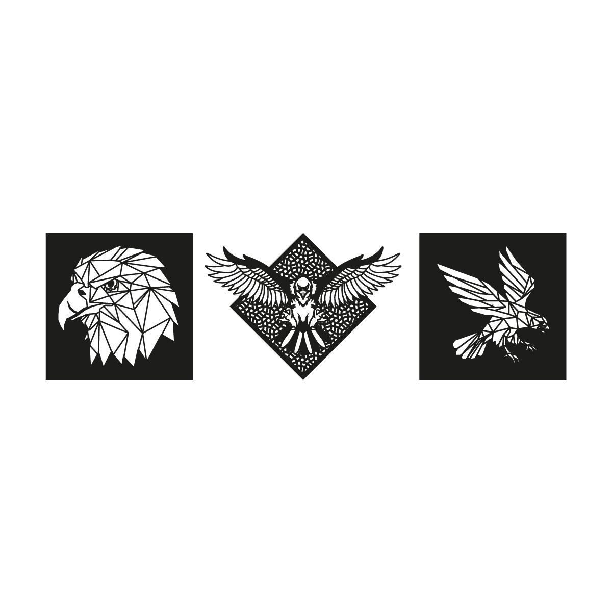 GENERICO - Cuadro Decorativo Aguila Triptico Mdf 3mm Animal