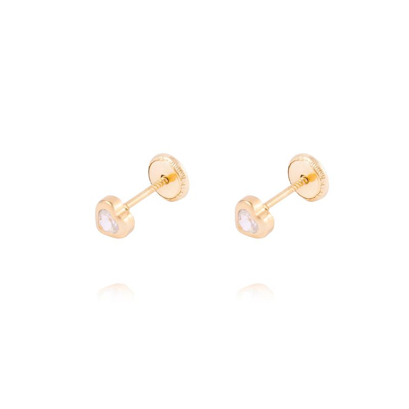 JB JOYAS BARON - Aros de Oro 18kt Corazón Circón