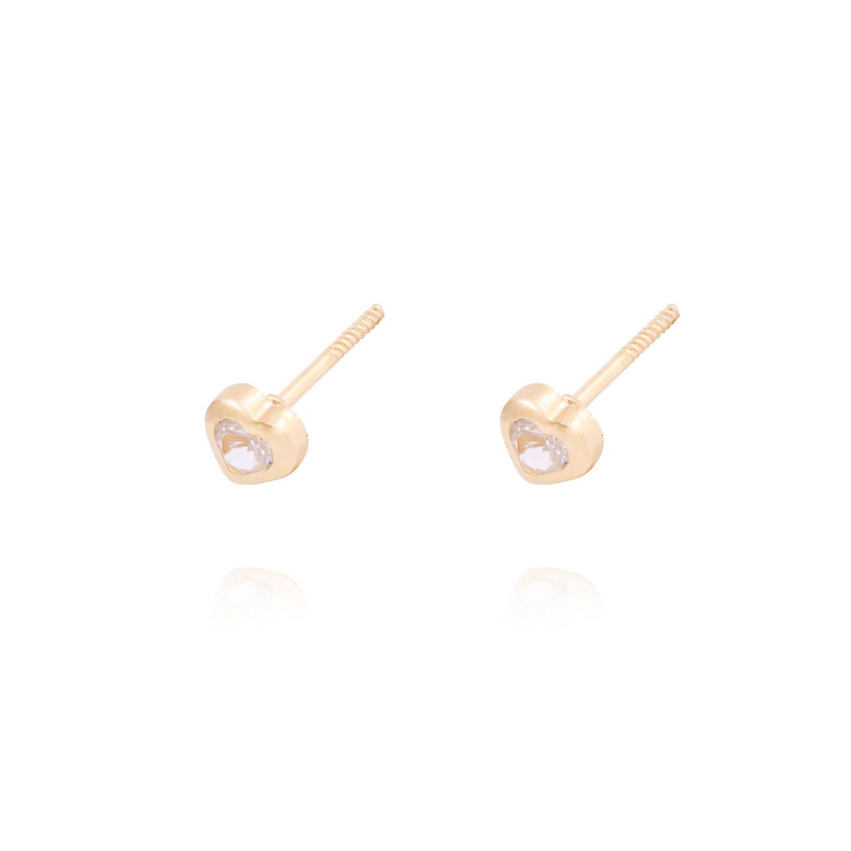 JB JOYAS BARON - Aros de Oro 18kt Corazón Circón