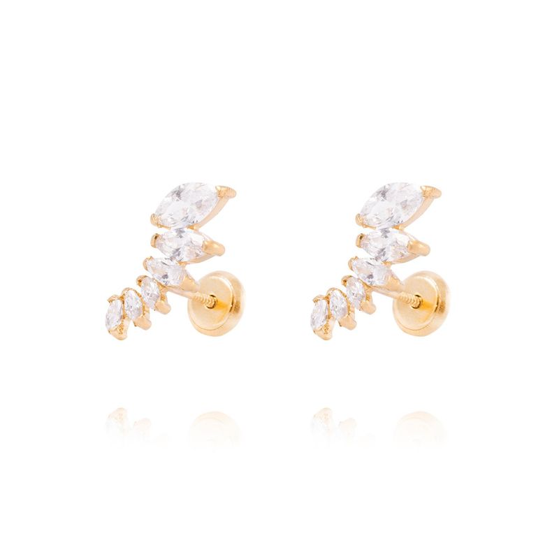 JB JOYAS BARON - Aros de Oro de 18kt Hojitas de circones