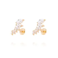 JB JOYAS BARON - Aros de Oro de 18kt Hojitas de circones