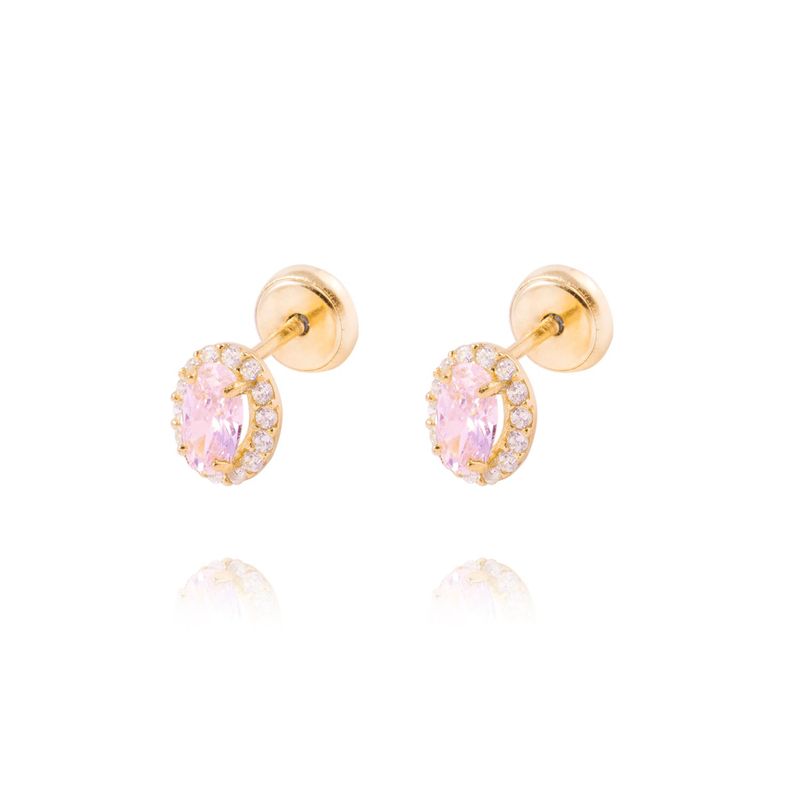 JB JOYAS BARON - Aros de Oro de 18kt Rosa Francia con Circón