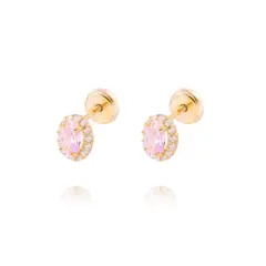 JB JOYAS BARON - Aros de Oro de 18kt Rosa Francia con Circón