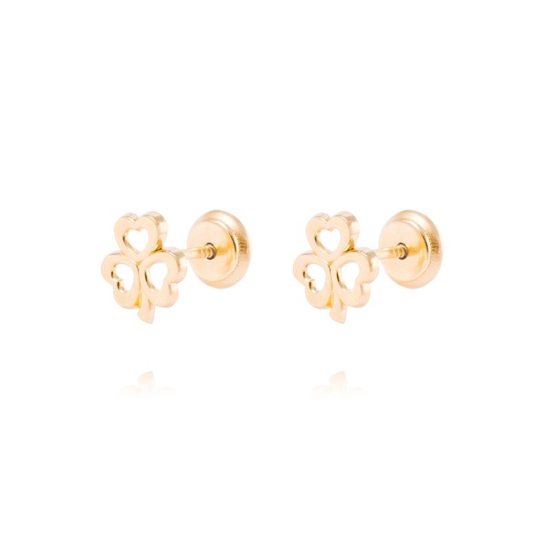 JB JOYAS BARON - Aros de Oro de 18kt Modelo trebolcito