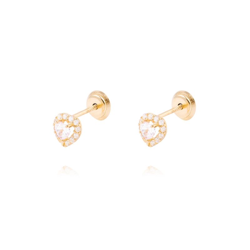 JB JOYAS BARON - Aros de Oro de 18kt Corazón de Circón