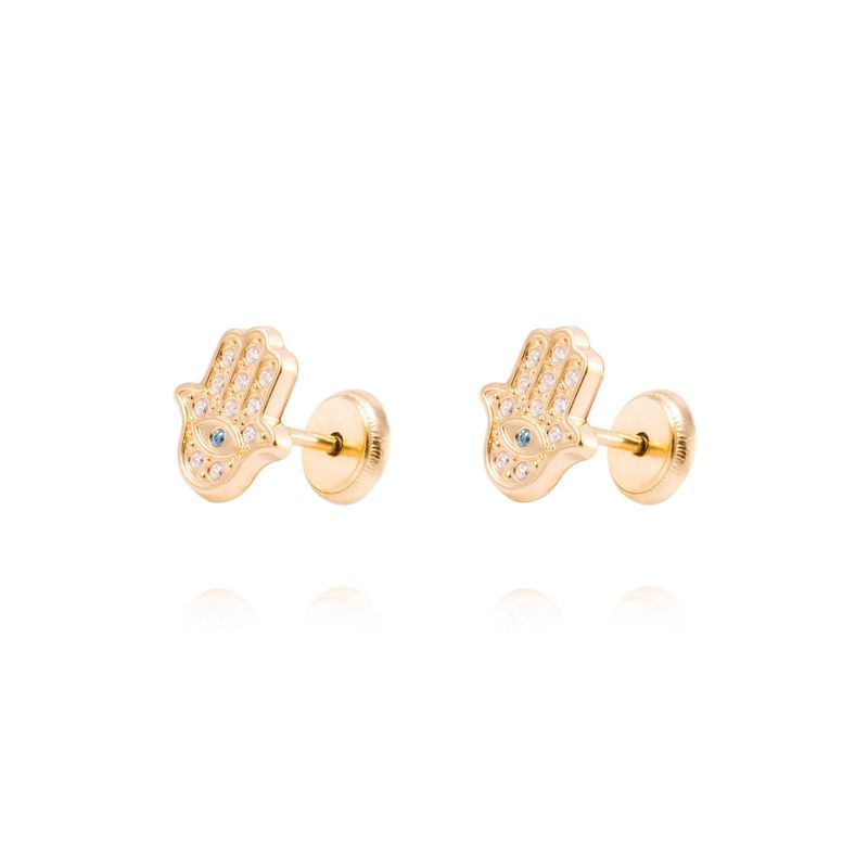 JB JOYAS BARON - Aros de Oro de 18kt Mano de Fatima