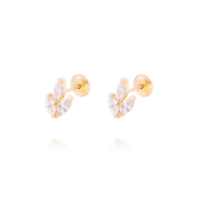 JB JOYAS BARON - Aros de Oro de 18kt Hojitas con circones