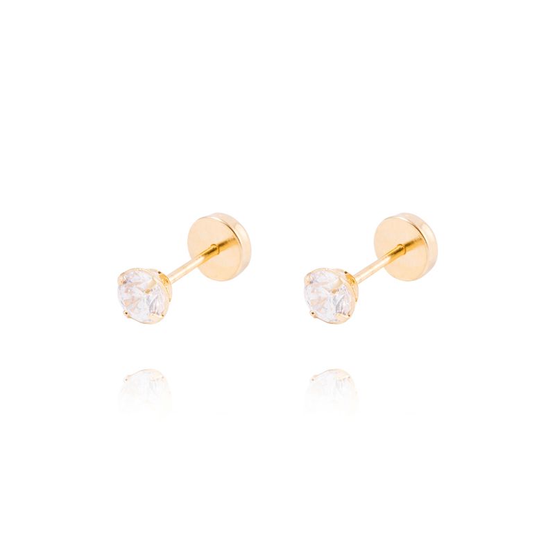 JB JOYAS BARON - Aros de Oro de 18kt Circón solitario 4mm
