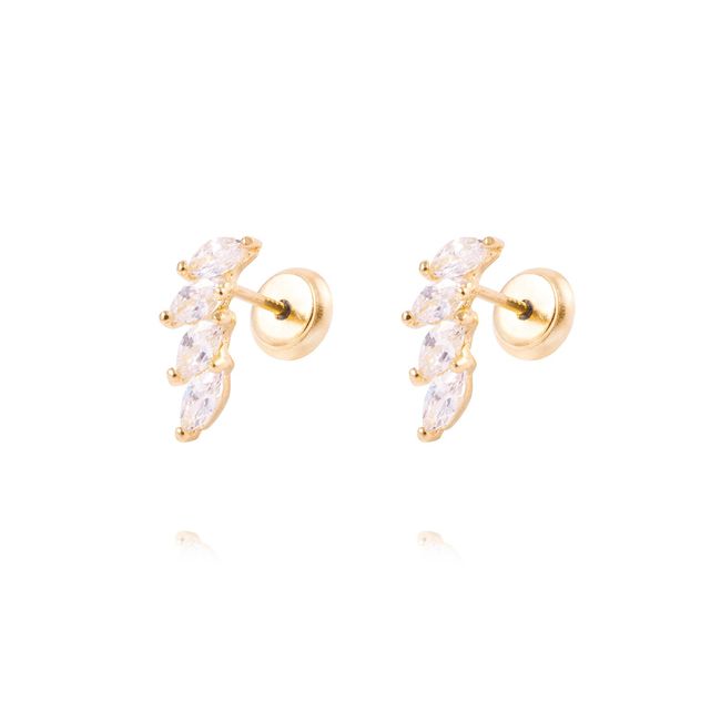 JB JOYAS BARON - Aros de Oro de 18kt Hojas de circones