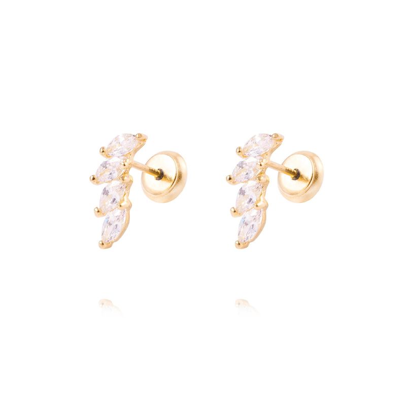 JB JOYAS BARON - Aros de Oro de 18kt Hojas de circones