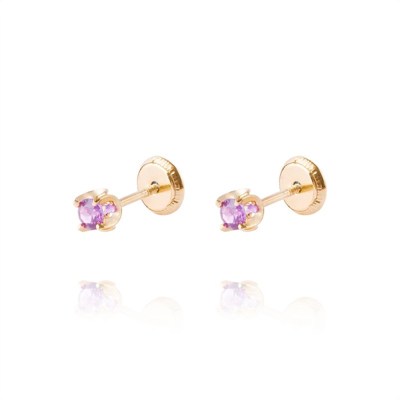 JB JOYAS BARON - Aros de Oro 18kt Amatista 3MM