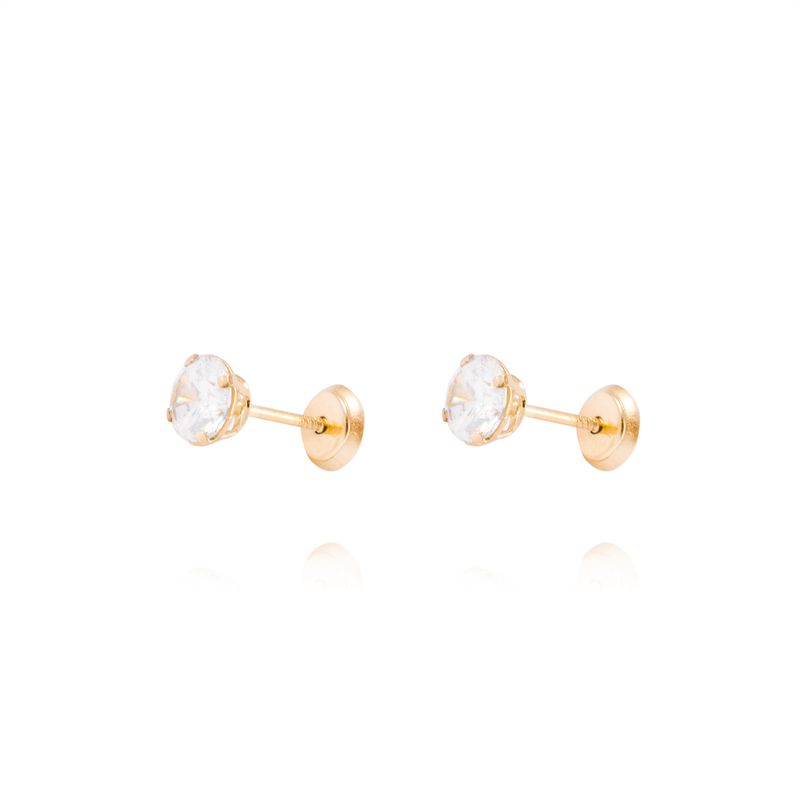 JB JOYAS BARON - Aros de Oro de 18kt Circón solitario 5mm
