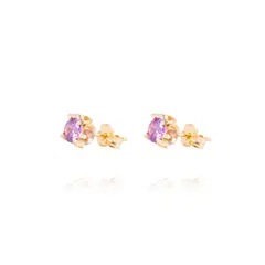 JB JOYAS BARON - Aros de Oro 18kt Amatista 4MM