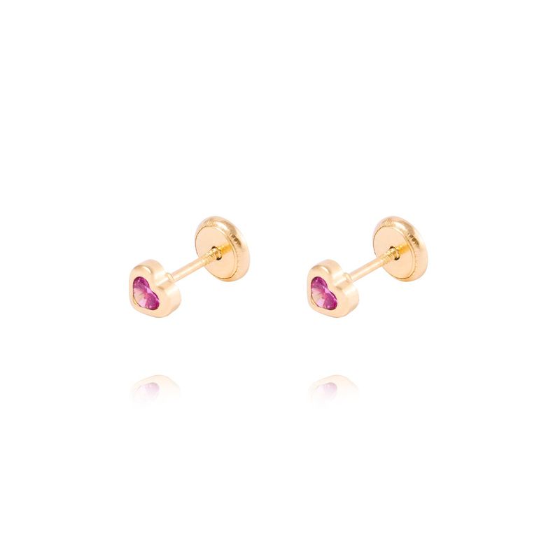 JB JOYAS BARON - Aros de Oro 18kt Corazón Rubí