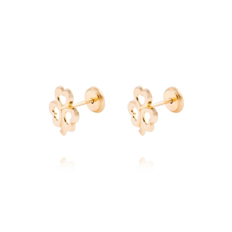 JB JOYAS BARON - Aros de Oro de 18kt Modelo trébol