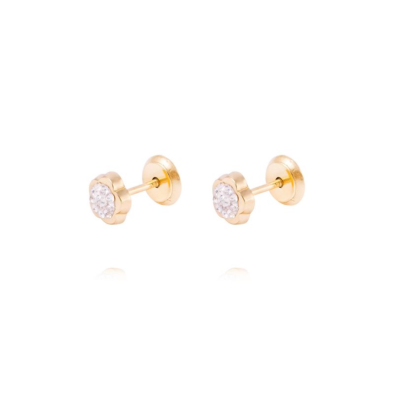 JB JOYAS BARON - Aros de Oro 18kt Flor Circonita