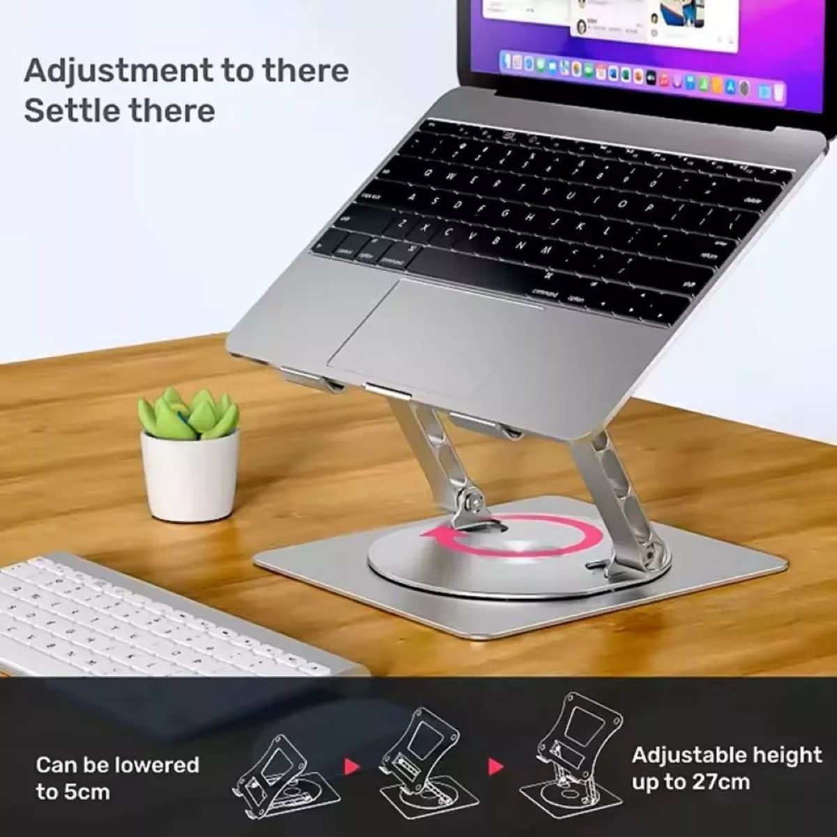 GENERICO - Soporte Base Alzador Notebook Mac Plegable Giratorio