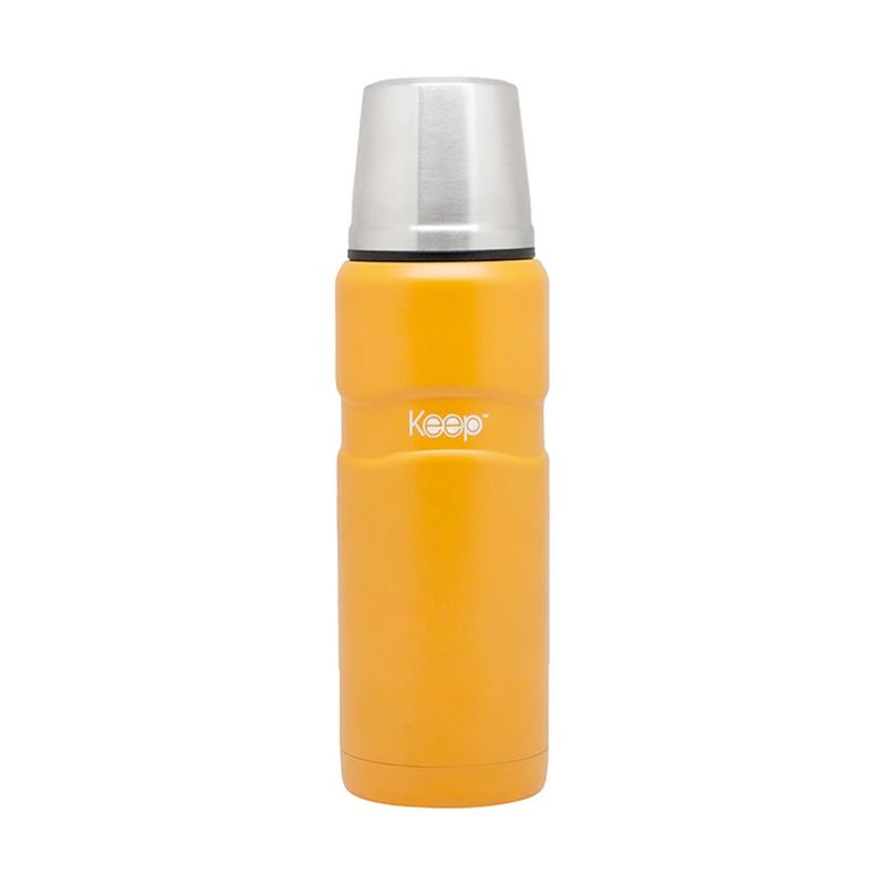 KEEP - Termo Ergo Negro 500ml Keep Acero Inoxidable Pico Cebador Amarillo