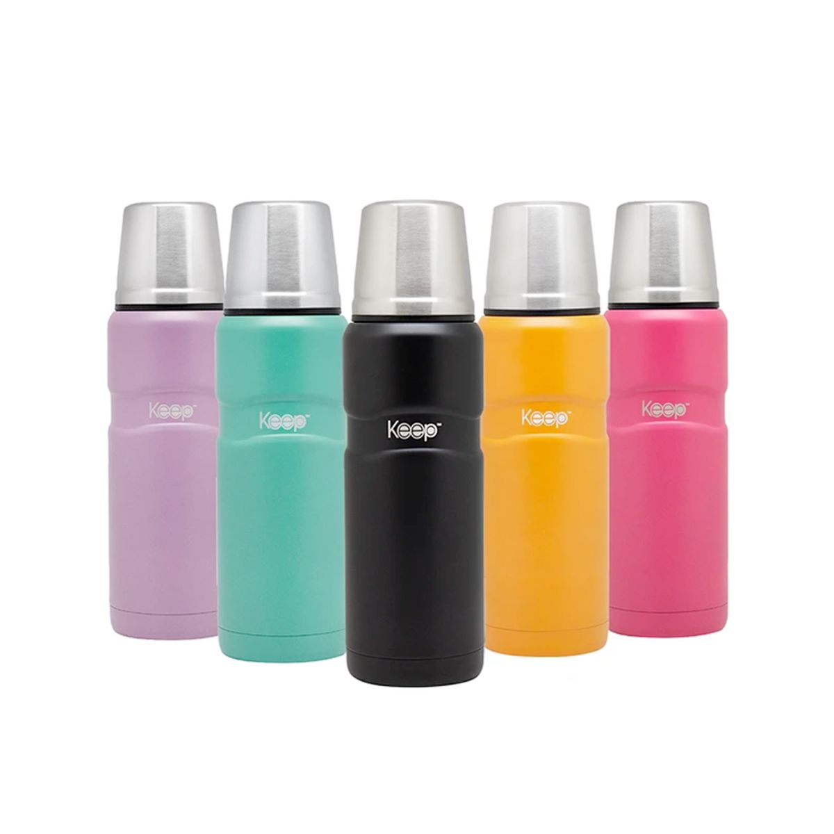 KEEP - Termo Ergo Negro 500ml Keep Acero Inoxidable Pico Cebador Amarillo