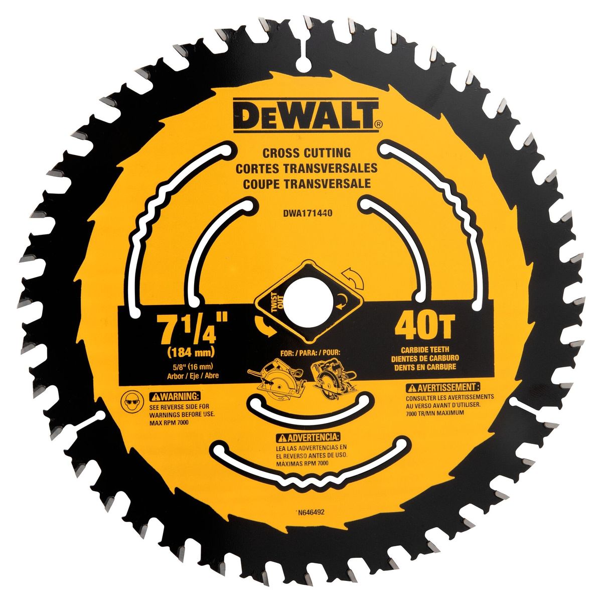 DEWALT - Disco de sierra 7 1/4" (184mm) DEWALT DWA171440
