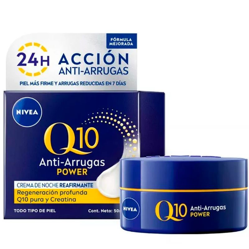NIVEA - Crema de Noche Q10 Antiarrugas Reafirmante Power 50ml Nivea