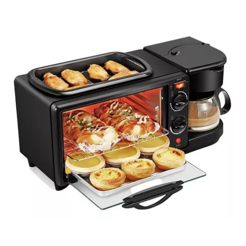 GENERICO - Maquina Desayuno Multifuncional 3 En 1 Horno Cafetera Sarten
