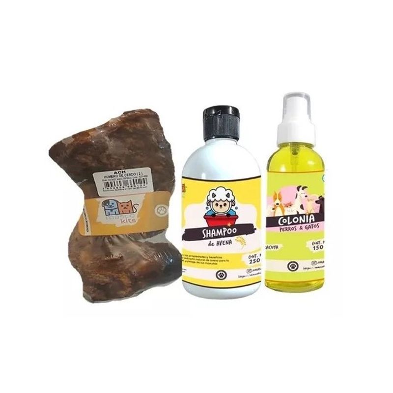 MASCOKITS - Hueso Humero Cerdo 100% Natural + Shampoo +  Colonia