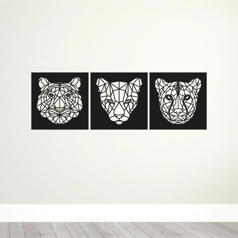 GENERICO - Cuadro Decorativo Tigre Triptico Mdf 3mm Animal Felinos
