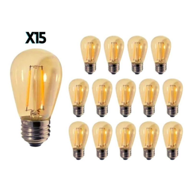 GENERICO - Pack X15 Ampolleta Led Vintage Edison S14 Rosca Normal E27