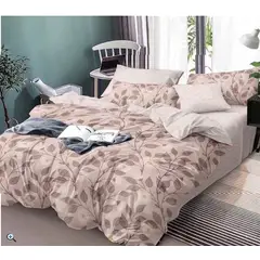 DIANA - CUBRECAMA QUILT 1.5 plaza HOJITAS MARRON 100% ALGODON