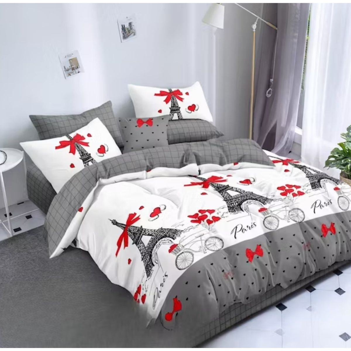 GENERICO - cubrecama LAZO ROJO 1.5 plaza  delgado quilt de verano 100% algodon