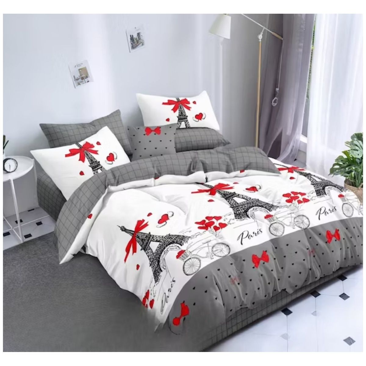GENERICO - cubrecama LAZO ROJO 1.5 plaza  delgado quilt de verano 100% algodon