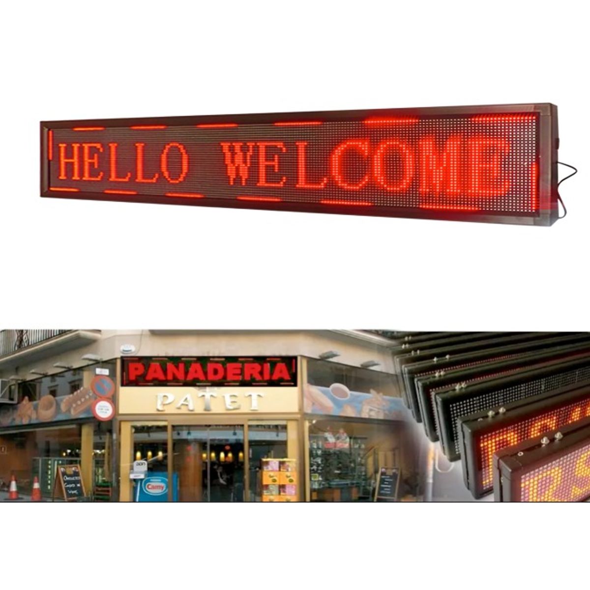 OEM - LETRERO LED ROJO WIFI  QR PARA ESCANEO DESDE SMARTPHONE