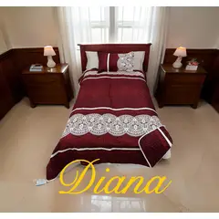 GENERICO - Cubrecama 1.5 plaza BURDEO CON DISEÑO BLANCO quilt verano 100% COTTON