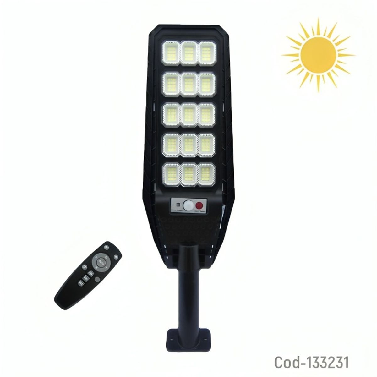 OEM - FOCO CON BRAZO SOLAR 300W 180 LED PVC 15 PLACAS CON CONTROL SENSOR