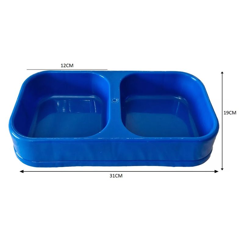 KENDY - Plato Doble Rectangular Comedero Bebedero Para Mascotas