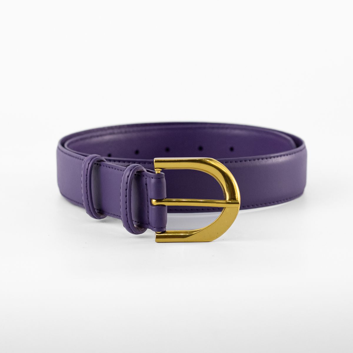 MAILEA - Cinturón Cuero Clásico Pasador Metal Mujer Morado Mailea