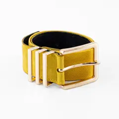 MAILEA - Cinturón Elastico Hebilla Metal Mujer Amarillo