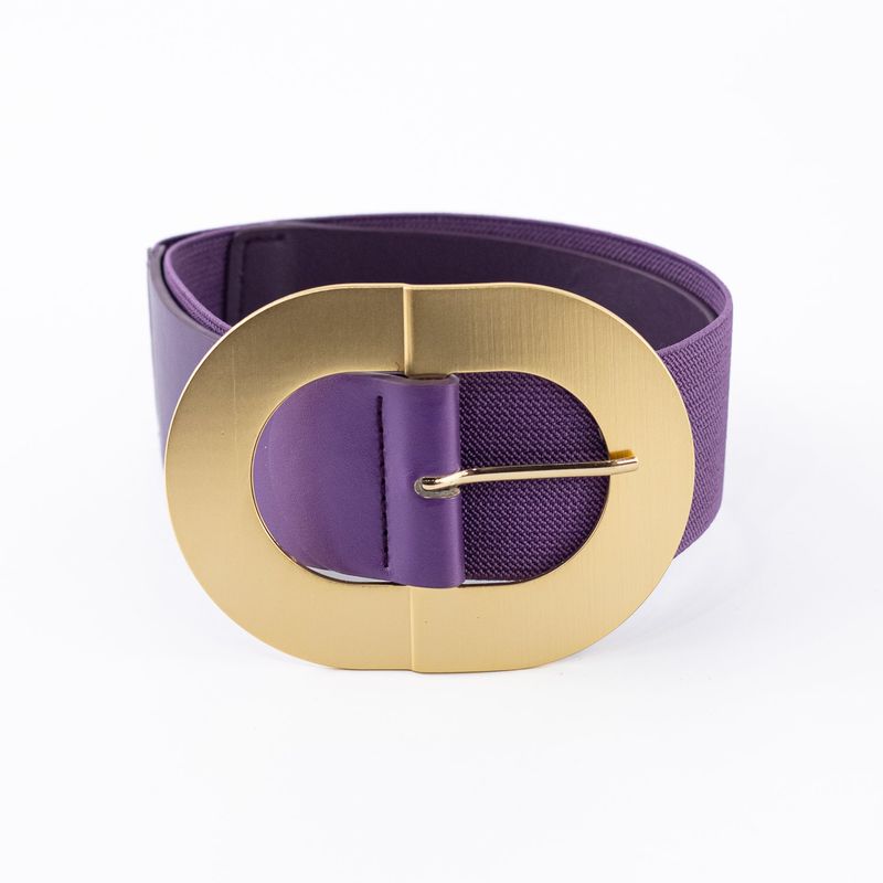 MAILEA - Cinturón Elastico Hebilla Metal Mujer Morado Mailea.-