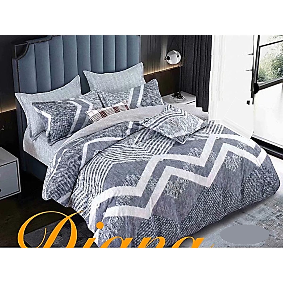 GENERICO - cubrecama 1.5 plaza GRIS sigzag quilt verano 100% COTTON