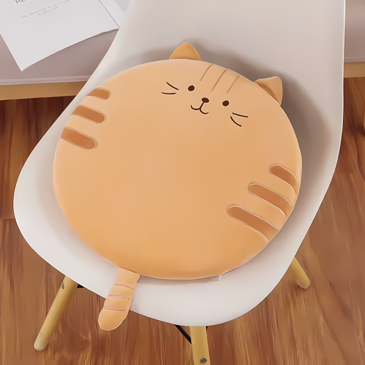 GENERICO - Cojín ortopedico lumbar asiento de gato algodón naranja 4 × 40 × 40 cm
