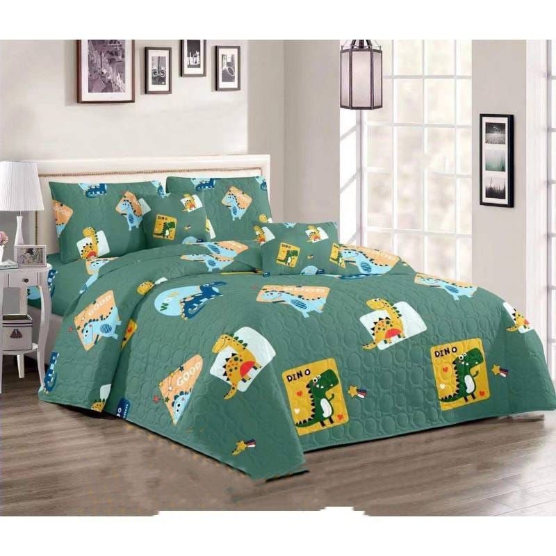 GENERICO - cubrecama 1.5 plaza DINO VERDE quilt verano 100% COTTON